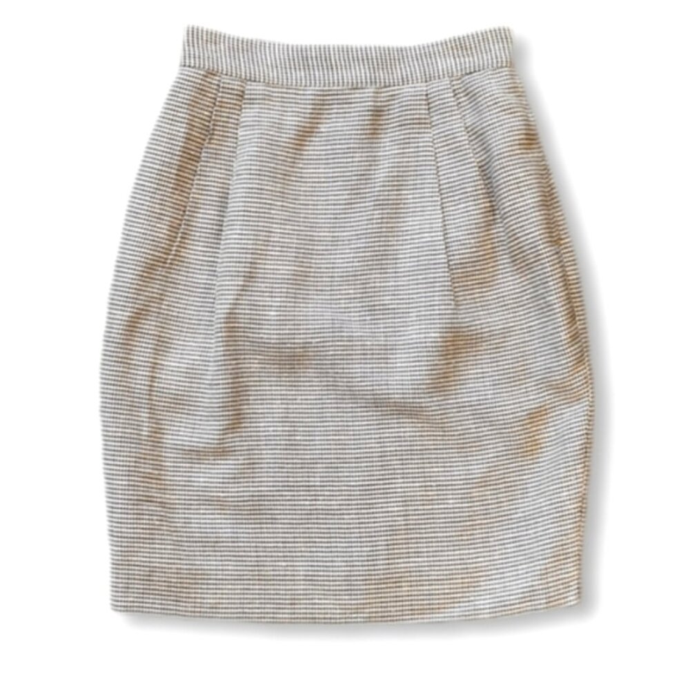 Vintage Harry Rosen Samuelsohn Houndstooth Pencil Skirt Womens 8 Wool Silk